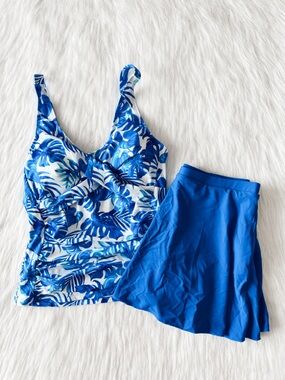 NWOT Blue Amazon Tankini Swim Set Size Large
